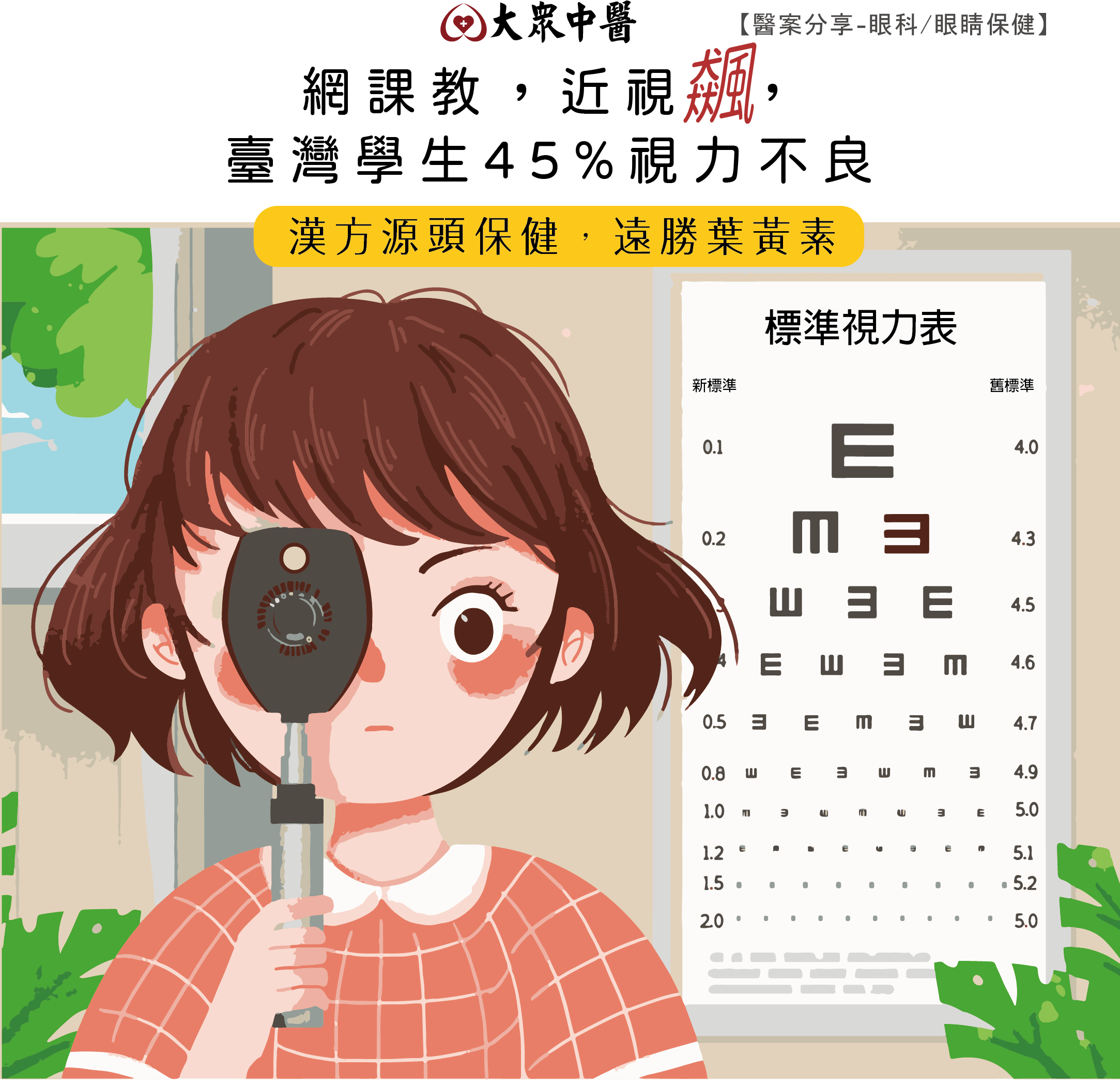 網課教，近視飆，台灣學生45%視力不良